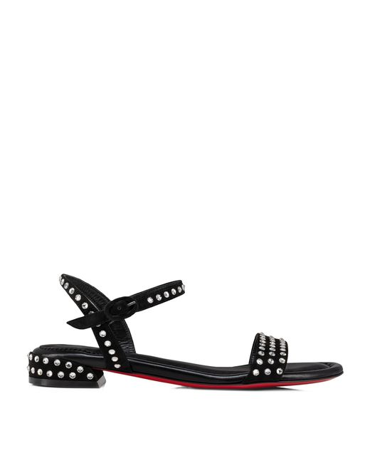 Christian Louboutin White Sweet Jane Leather Crystal Sandals