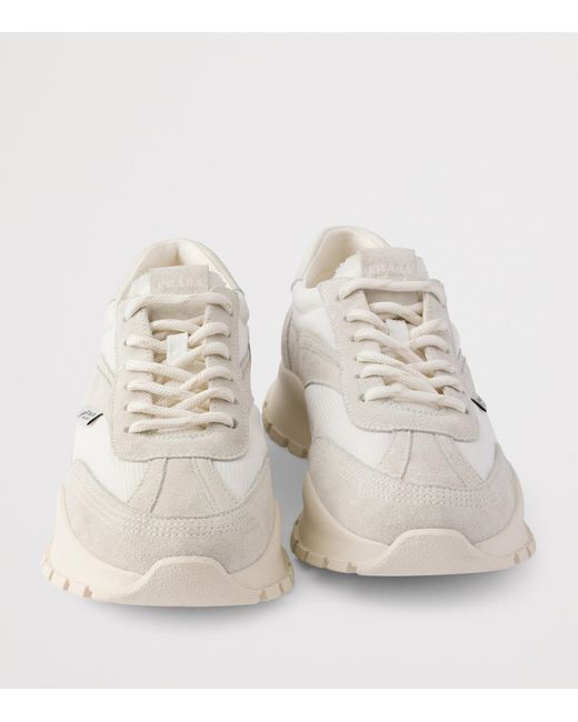 Prada White Mesh And Suede Sneakers