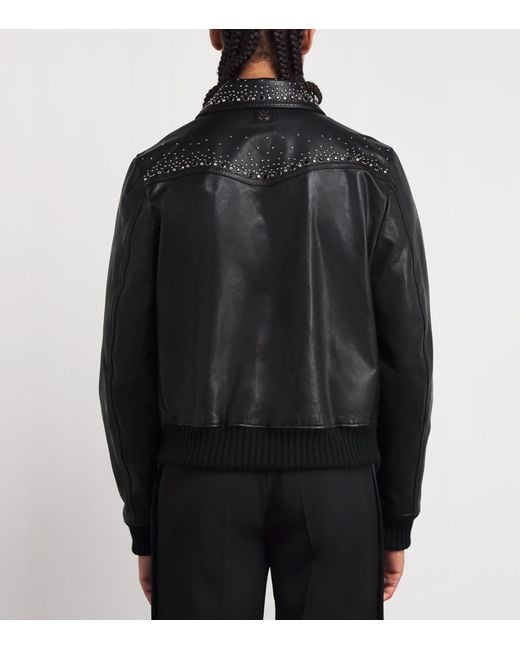 Amiri Black Crystal Western Leather Jacket for men