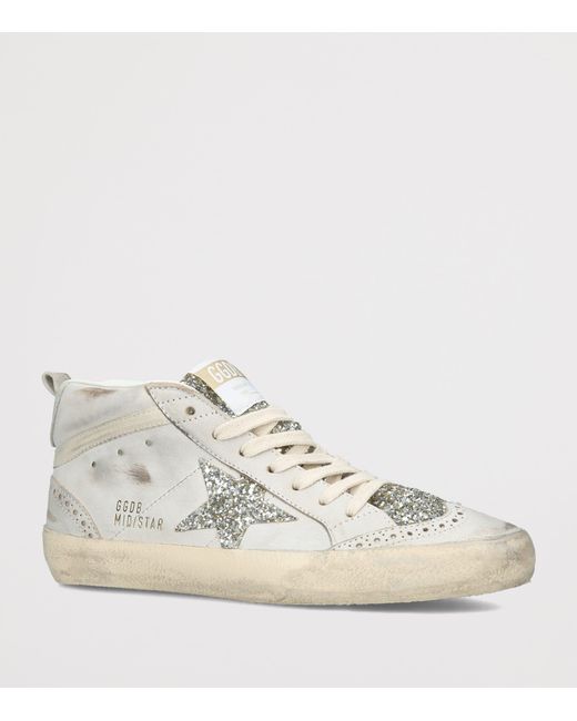 Golden Goose Deluxe Brand White Leather Mid Star Sneakers for men