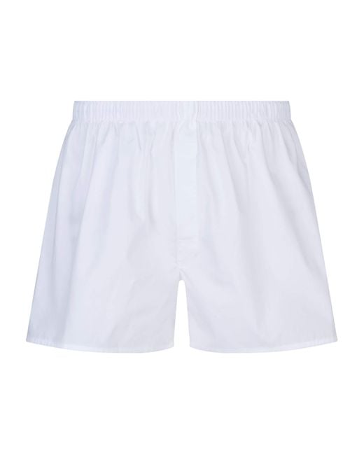 Sunspel White Cotton Boxer Shorts for men