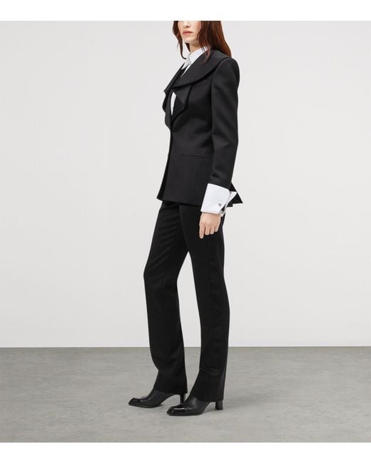 McQueen Black Wool Waterfall-Collar Blazer