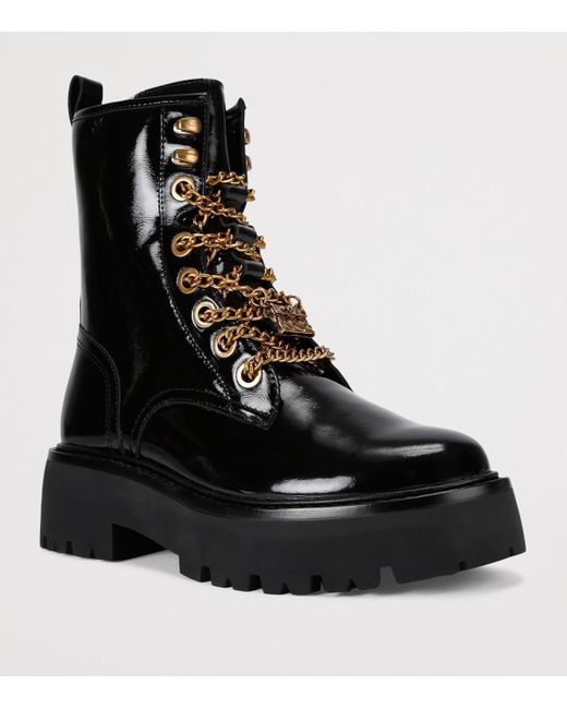 Kurt Geiger Black Patent Leather Matilda Ankle Boots