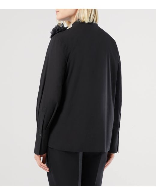 Marina Rinaldi Black Floral-Detail Fieno Shirt