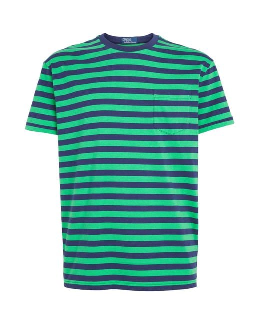 Polo Ralph Lauren Green Cotton Stripe Classic Fit T-Shirt for men