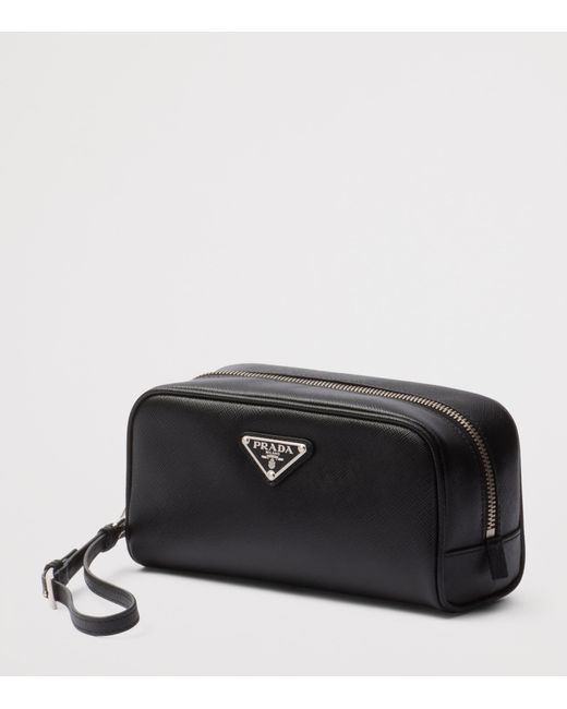 Prada Black Saffiano Leather Logo Pouch for men