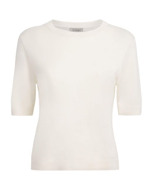 Almada Label White Wool-Silk-Cashmere Paloma T-Shirt