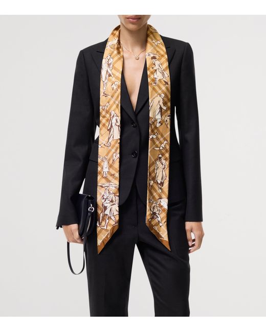 Burberry Metallic Silk Paws On Parade Skinny Scarf