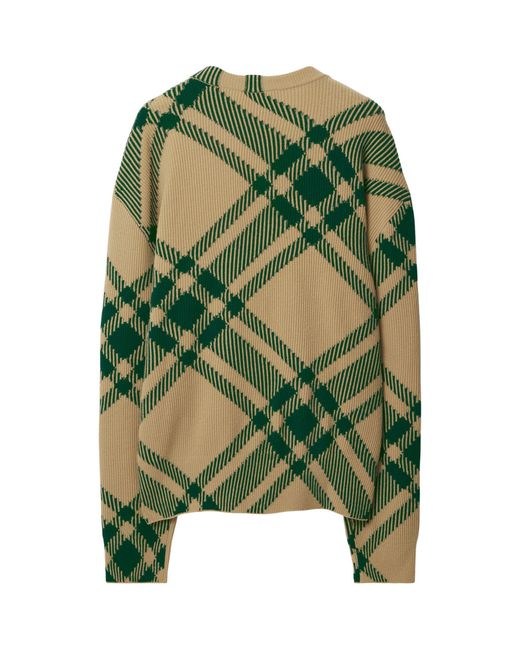 Burberry Green Wool-blend Oversized Check Cardigan for men