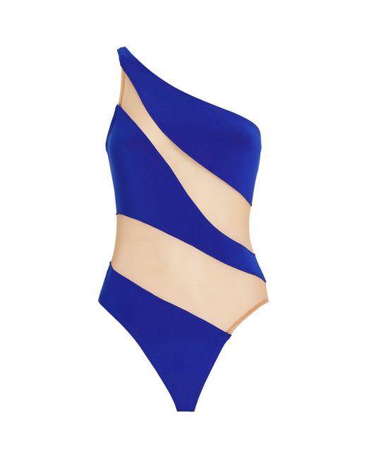 Norma Kamali Blue Asymmetric Swimsuit