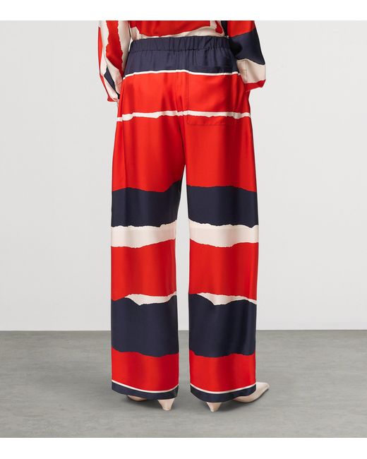 Loewe Red Satin Geometric Wide-Leg Trousers