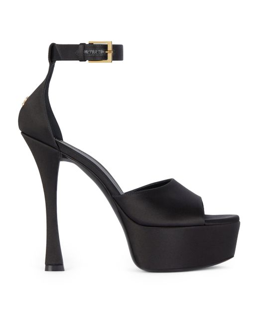 Givenchy Black Satin 4G Liquid Platform Sandals 130