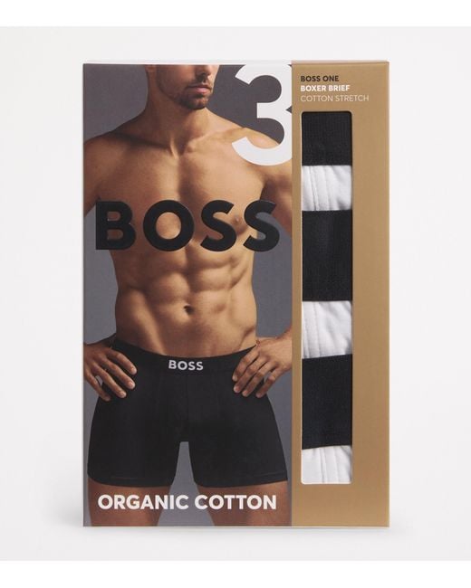 Boss White Stretch-Cotton Boxer Briefs for men
