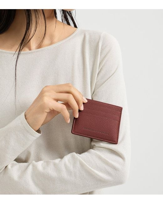 Brunello Cucinelli Red Leather Card Holder