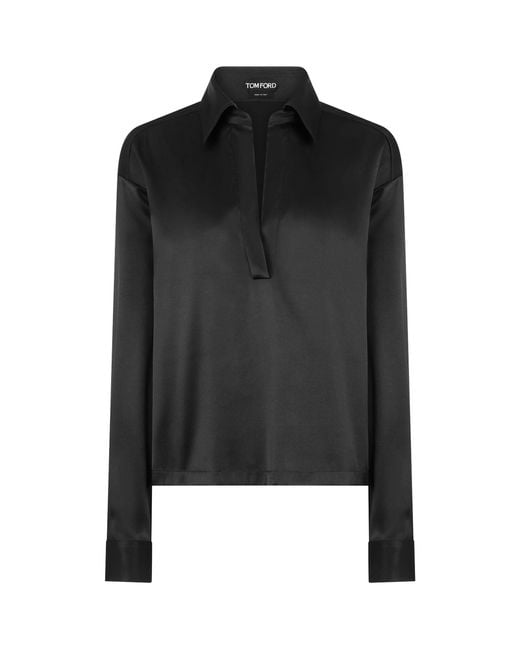 Tom Ford Black Silk-Blend Blouse