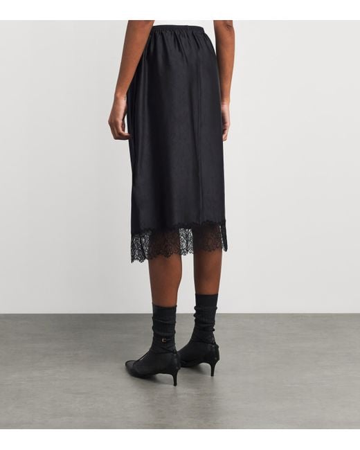 Carven Black Lace-Trim Midi Skirt
