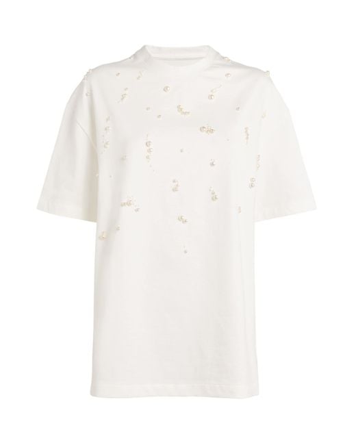 Jil Sander White Pearl-Embellished T-Shirt