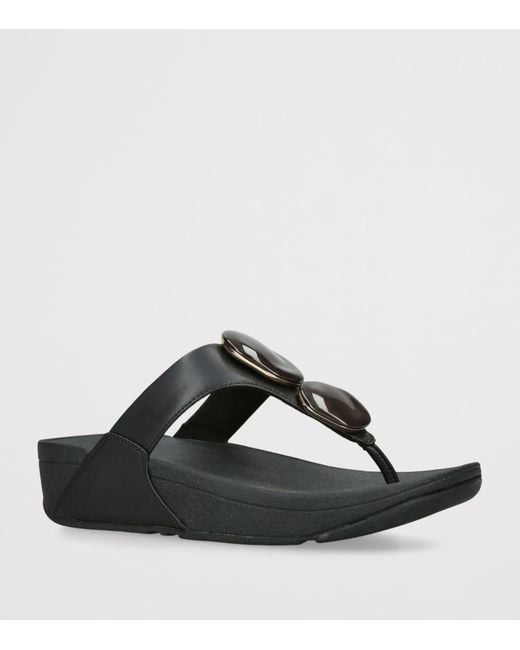 Fitflop Black Marble Stone Lulu Toe-Post Sandals 50