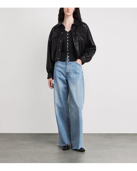 FRAME Blue The Collegiate Wide-Leg Jeans