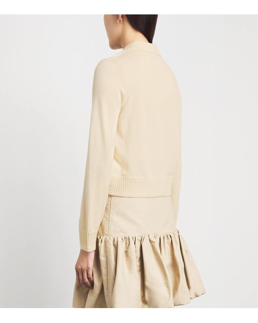 Sandro White Wool-Cashmere Polo Cardigan