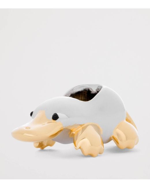 Loewe Metallic Brass Platypus Dice Bag Charm