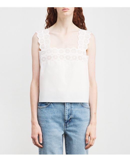 FRAME White Organic Cotton The Eyelet Tank Top