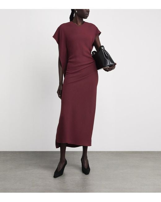 Victoria Beckham Purple Satin Asymmetric Victoria Midi Dress