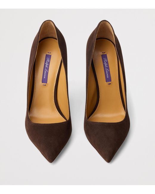 Ralph Lauren Brown Suede Celia Heeled Pumps 100