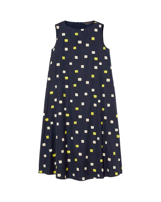 Marina Rinaldi Blue Cotton Printed Terni Midi Dress