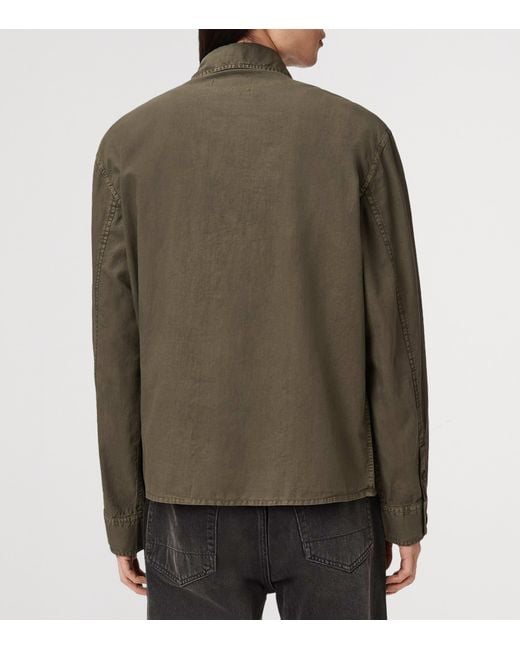 AllSaints Green Organic Cotton Strand Shirt for men