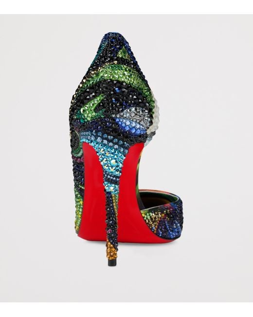 Christian Louboutin Blue Iriza Floral Strass Pumps 100