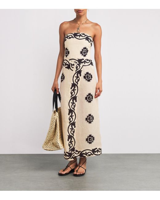 Johanna Ortiz Natural Linen Ancient Midi Dress