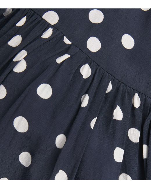 Rixo Blue Polka-Dot Brooke Midi Dress