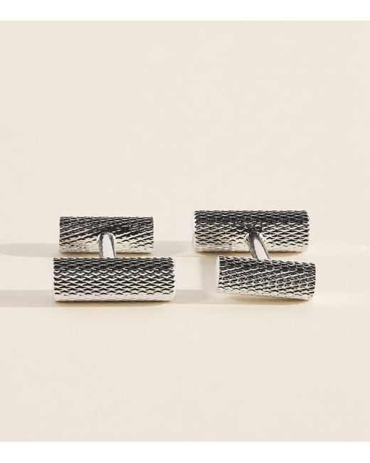 Babette Wasserman Natural Rhodium-Plated Thread Bar Cufflinks for men