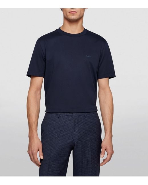Boss Blue Cotton Logo T-Shirt for men