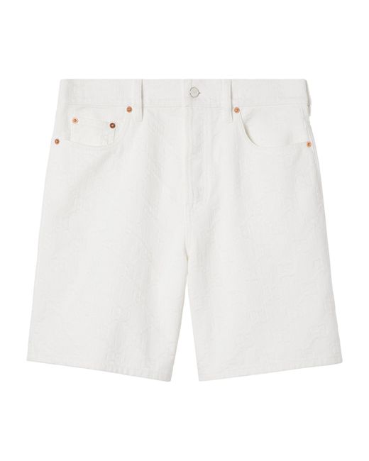 Gucci White Gg Supreme Low-rise Jean Shorts