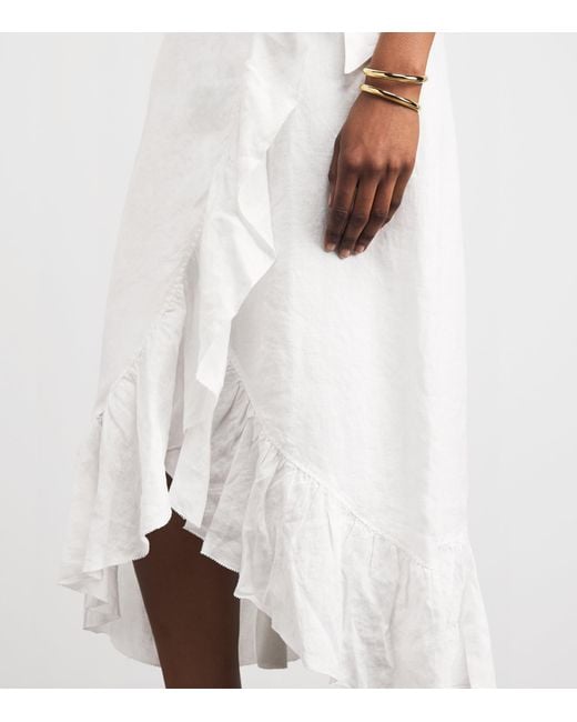 Heidi Klein White Linen Bay Midi Skirt