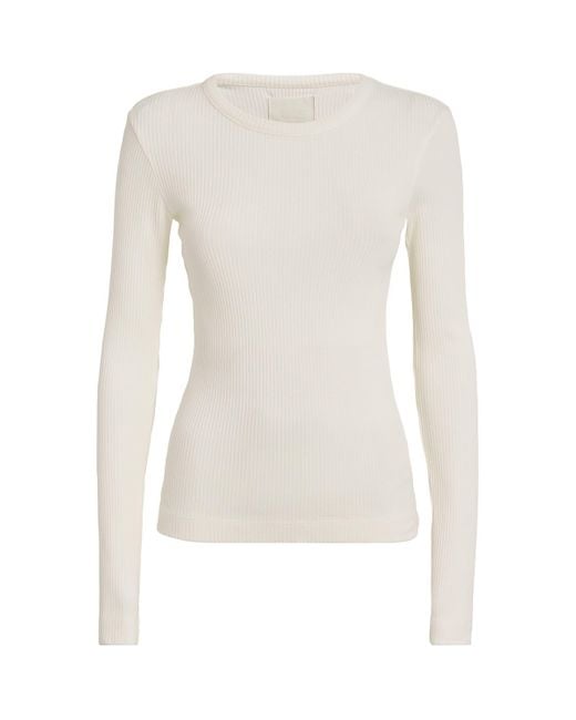 Citizens of Humanity White Ribbed Bina Crewneck Top