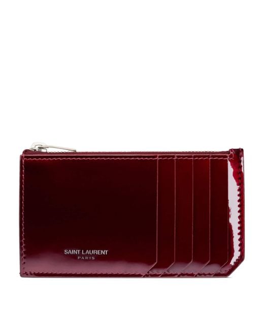 Saint Laurent Red Patent Leather Zipped Coin And Card Holder for men