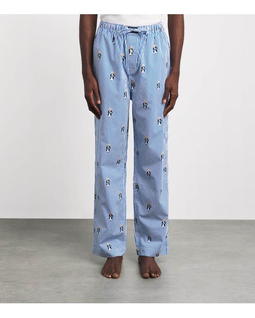 Polo Ralph Lauren Blue Cotton Polo Bear Stripe Pyjama Bottoms for men