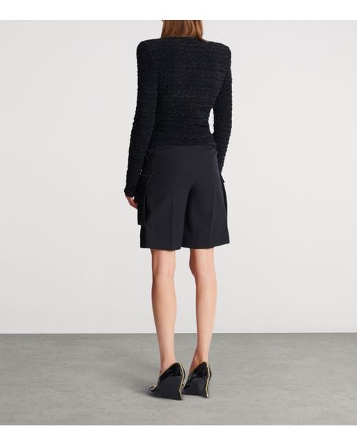 Balmain Blue Tweed Button-Up Jacket