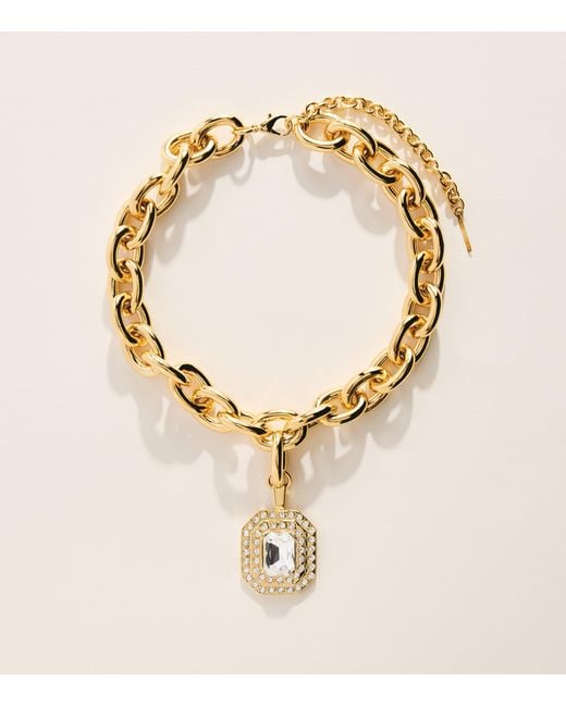 Alessandra Rich Metallic Crystal-Embellished Pendant Necklace
