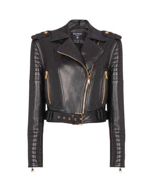 Balmain Black Leather Biker Jacket