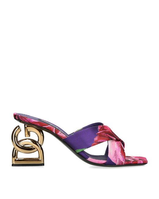Dolce & Gabbana Purple Flower Power Heeled Sandals 75