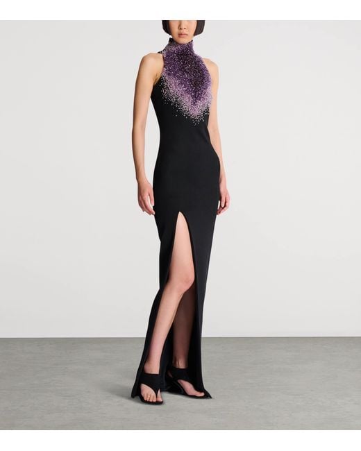 Balmain Blue Embellished Milano Gown