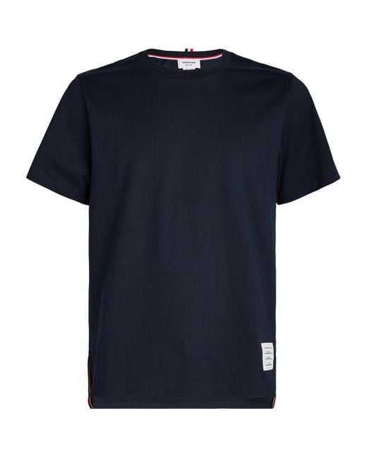 Thom Browne Blue Cotton Name Tag T-Shirt for men