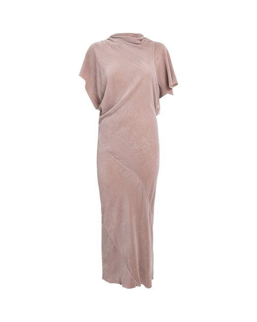 Rick Owens Pink Velvet Abito Maxi Dress