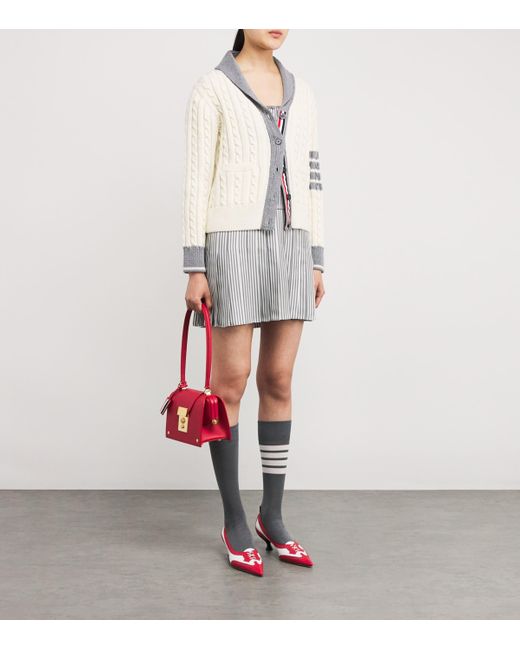 Thom Browne Gray Silk Pleated Mini Dress