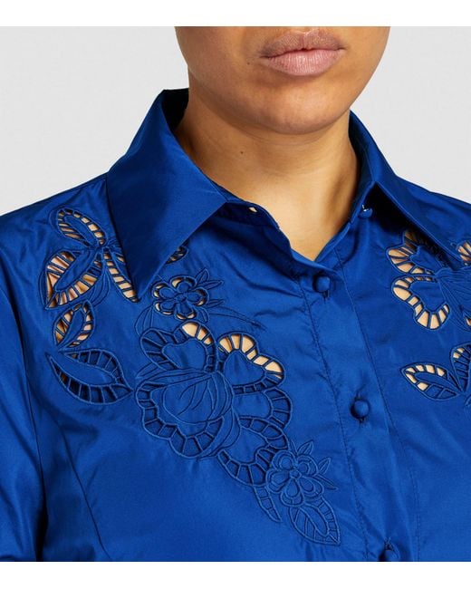 Marina Rinaldi Blue Taffeta Shirt Maxi Dress