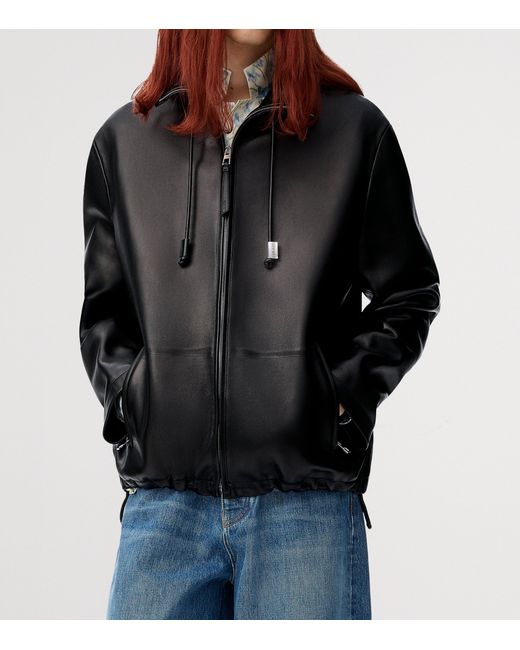 Loewe Black Leather Track Jacket for men